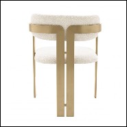 Chaise en acier inoxydable finition laiton brossé avec tissu finition Bouclé Cream 24-Donato