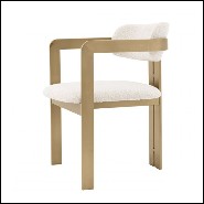 Chair in stainless steel in brushed brass finish with fabric in Bouclé Cream finish 24-Donato