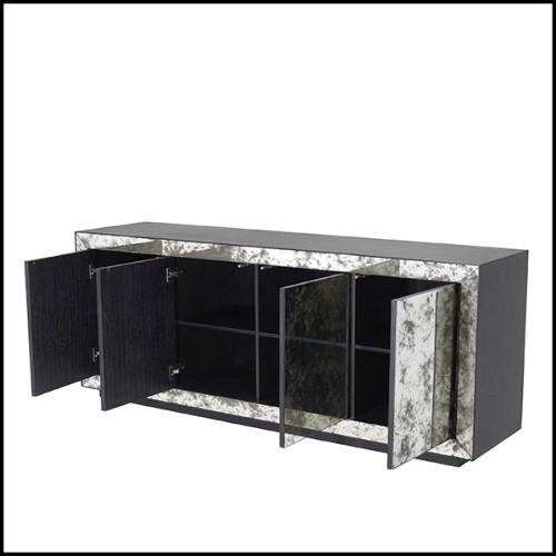 Sideboard in anthracite grey oak finish and mirror glass in antique finish 24-Bogart