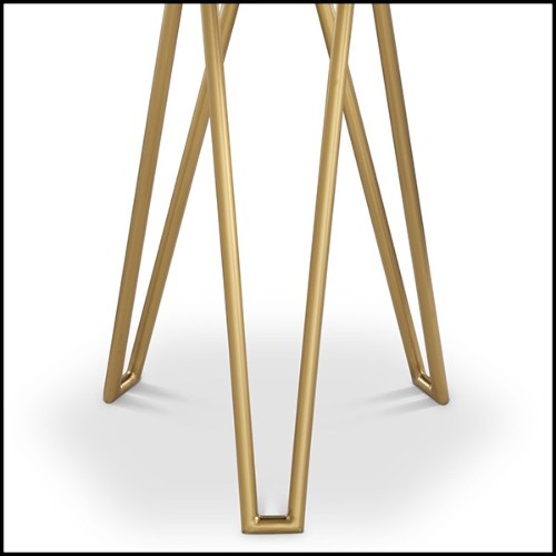 Side table in brushed brass finish with black marble top 24-Samson