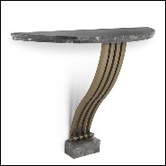 Console murale avec base en acier inoxydable finition laiton brossé et avec plateau en marbre gris 24-Renaissance Brass