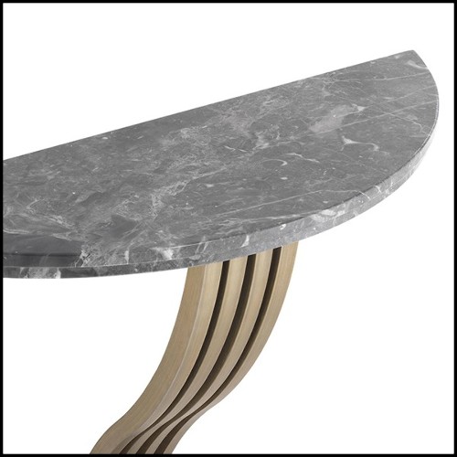 Console murale avec base en acier inoxydable finition laiton brossé et avec plateau en marbre gris 24-Renaissance Brass