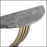 Console Table with satinless steel base in brushed brass finish with grey marble top 24-Renaissance Brass