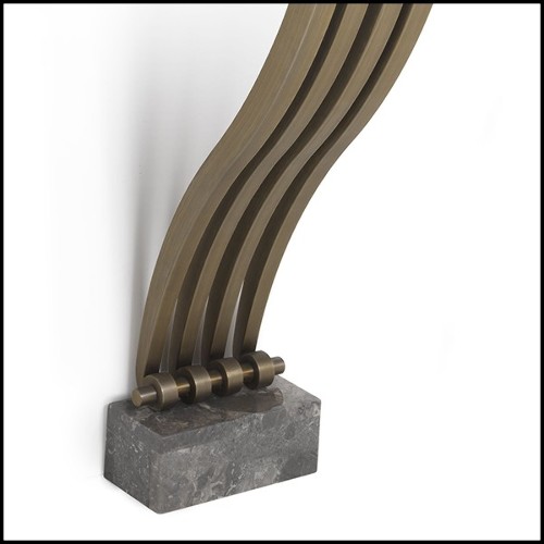 Console Table with satinless steel base in brushed brass finish with grey marble top 24-Renaissance Brass