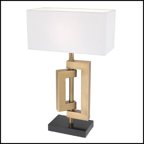 Table lamp in antique brass finish with black granite base 24-Leroux Brass