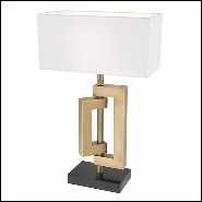 Table lamp in antique brass finish with black granite base 24-Leroux Brass