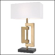 Table lamp in antique brass finish with black granite base 24-Leroux Brass