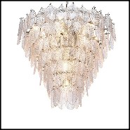 Chandelier with structure in nickel finish and with clear glass leaves 24-Verbier L