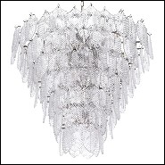 Chandelier avec structure finition nickel et feuilles en verre clair 24-Verbier L