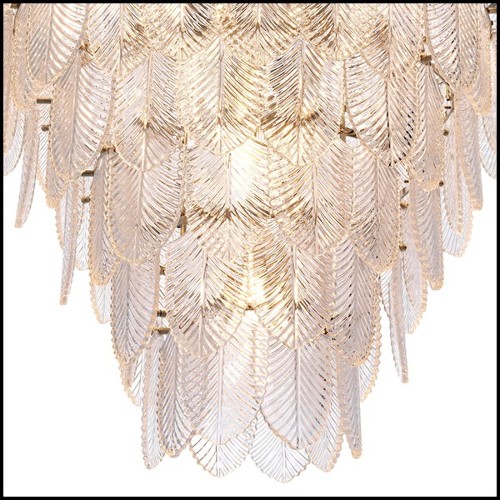 Chandelier avec structure finition nickel et feuilles en verre clair 24-Verbier L