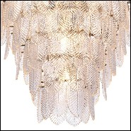 Chandelier with structure in nickel finish and with clear glass leaves 24-Verbier L