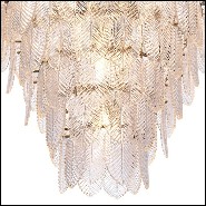 Chandelier avec structure finition nickel et feuilles en verre clair 24-Verbier L