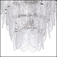 Chandelier with structure in nickel finish and with clear glass leaves 24-Verbier L