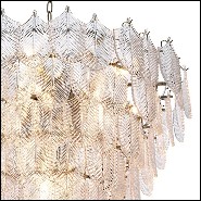 Chandelier with structure in nickel finish and with clear glass leaves 24-Verbier L