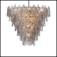 Chandelier with structure in light brushed brass and with smoke glass 24-Verbier Smoke L