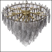 Chandelier with structure in light brushed brass and with smoke glass 24-Verbier Smoke L
