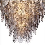 Chandelier with structure in light brushed brass and with smoke glass 24-Verbier Smoke L
