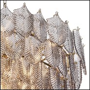 Chandelier finition laiton brossé light avec feuilles en verre fumé 24-Verbier Smoke L