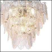 Chandelier with structure in nickel finish and with clear glass leaves 24-Verbier S