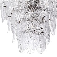 Chandelier avec structure finition nickel et feuilles en verre clair 24-Verbier S