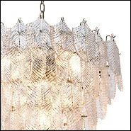 Chandelier with structure in nickel finish and with clear glass leaves 24-Verbier S