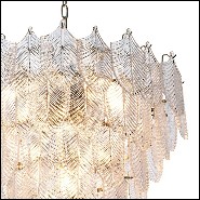 Chandelier avec structure finition nickel et feuilles en verre clair 24-Verbier S