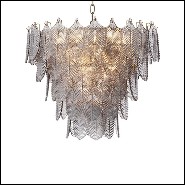 Chandelier with structure in light brushed brass and with smoke glass 24-Verbier Smoke S