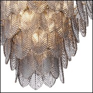 Chandelier with structure in light brushed brass and with smoke glass 24-Verbier Smoke S