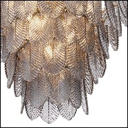Chandelier finition laiton brossé light avec feuilles en verre fumé 24-Verbier Smoke S