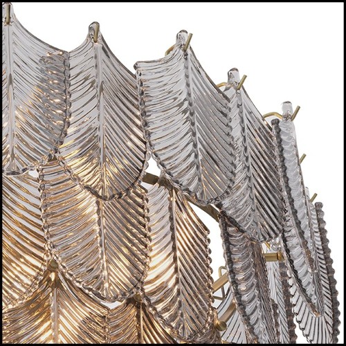 Chandelier with structure in light brushed brass and with smoke glass 24-Verbier Smoke S