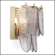 Applique finition laiton brossé light avec feuilles en verre fumé 24-Verbier Smoke
