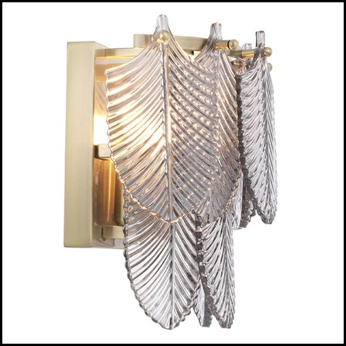 Wall Lamp with structure in light brushed brass and with smoke glass 24-Verbier Smoke