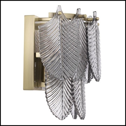 Wall Lamp with structure in light brushed brass and with smoke glass 24-Verbier Smoke