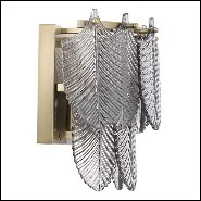 Applique finition laiton brossé light avec feuilles en verre fumé 24-Verbier Smoke