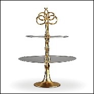 Centre de table plaqué nickel et plaqué or 24 karat avec 2 plateaux 172-Bamboo Gold