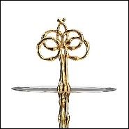 Center piece in nickel-plated with handle at the top in 24-karat gold-plated 172-Bamboo Gold