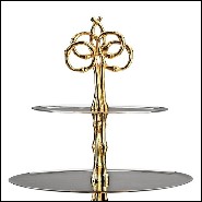 Centre de table plaqué nickel et plaqué or 24 karat avec 2 plateaux 172-Bamboo Gold