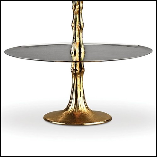 Center piece in nickel-plated with handle at the top in 24-karat gold-plated 172-Bamboo Gold