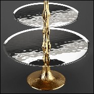 Centre de table plaqué nickel et plaqué or 24 karat avec 2 plateaux 172-Bamboo Gold