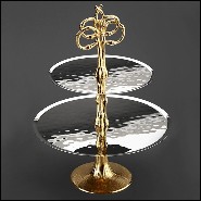 Center piece in nickel-plated with handle at the top in 24-karat gold-plated 172-Bamboo Gold