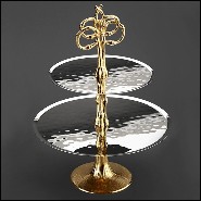 Center piece in nickel-plated with handle at the top in 24-karat gold-plated 172-Bamboo Gold