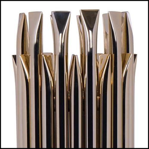 Lampe avec structure composée de tubes en laiton massif poli et avec base en marbre noir 151-Doe