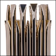 Table lamp with all tubes in solid brass in polished brass finish with black marble base 151-Doe