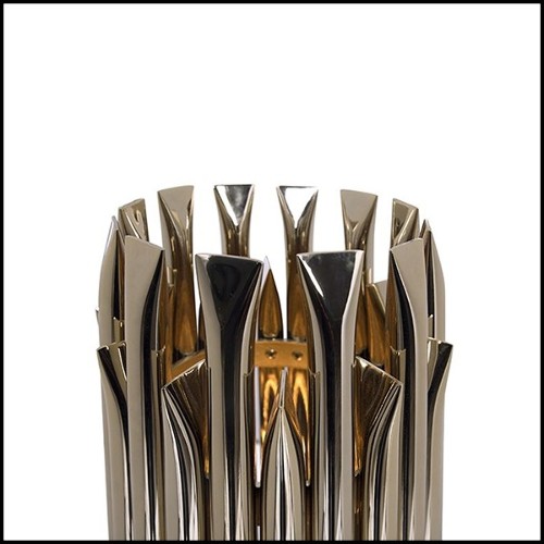 Lampe avec structure composée de tubes en laiton massif poli et avec base en marbre noir 151-Doe