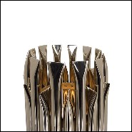 Lampe avec structure composée de tubes en laiton massif poli et avec base en marbre noir 151-Doe