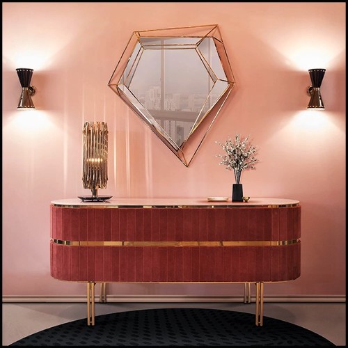 Lampe avec structure composée de tubes en laiton massif poli et avec base en marbre noir 151-Doe