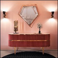 Table lamp with all tubes in solid brass in polished brass finish with black marble base 151-Doe