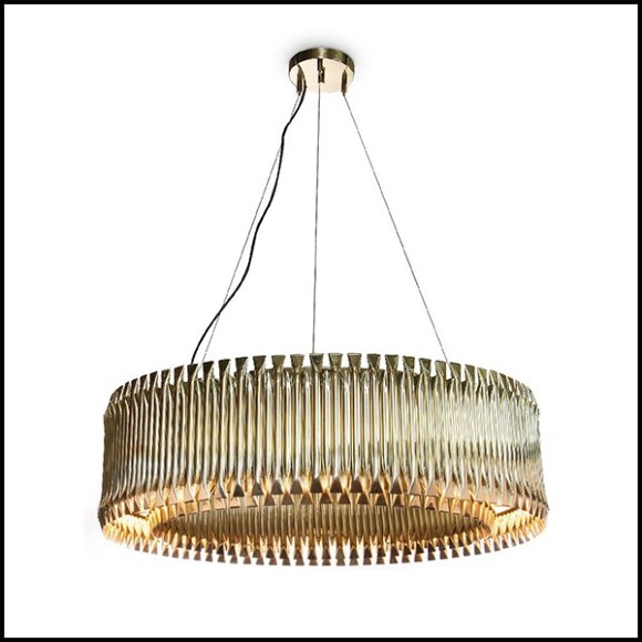 Chandelier round with all tubes in solid brass in brushed brass finish 151-Doe Round