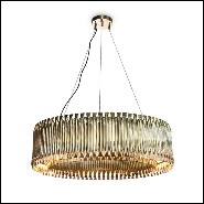 Chandelier round with all tubes in solid brass in brushed brass finish 151-Doe Round