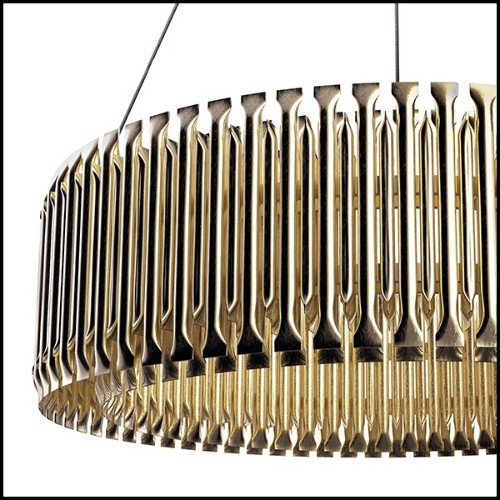 Chandelier rond avec structure composée de tubes en laiton massif finition brossé 151-Doe Round